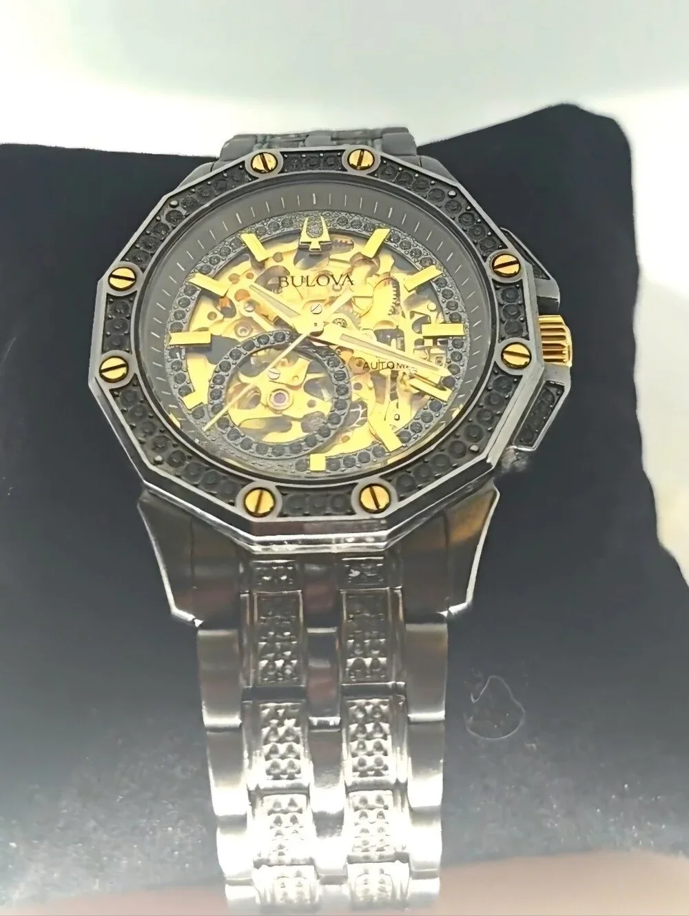 Bulova Two-Tone Skeleton Automatic Watch - Gold & Silver